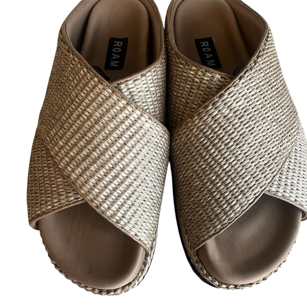 ROAM Natural Woven Slip-On Mules